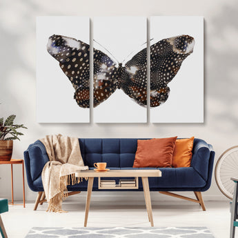 99831147-MGV-CV-36X24-Spotted Butterfly Wall Art Canvas Print, Framed Neutral Insect Theme Art Picture Print, Earthy Wing Pattern Perfect Modern Rustic