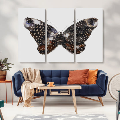 99831147-MGV-CV-36X24-Spotted Butterfly Wall Art Canvas Print, Framed Neutral Insect Theme Art Picture Print, Earthy Wing Pattern Perfect Modern Rustic