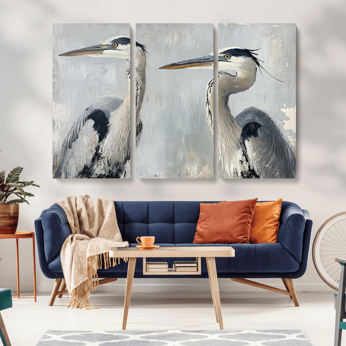 19427826-MGV-CV-36X24-Bird Canvas Decor Wall Art Canvas Print, Framed Coastal Bird Pair Art Picture Print, Minimalist Wildlife Wall Perfect Coastal