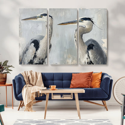 19427826-MGV-CV-36X24-Bird Canvas Decor Wall Art Canvas Print, Framed Coastal Bird Pair Art Picture Print, Minimalist Wildlife Wall Perfect Coastal