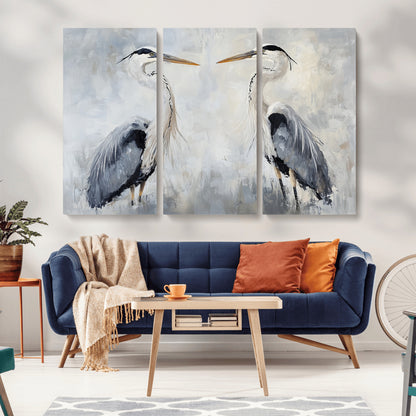 90806932-MGV-CV-36X24-Heron Wall Art Wall Art Canvas Print, Framed Bird Canvas Decor Art Picture Print, Nature Inspired Perfect Coastal Minimalist Decor