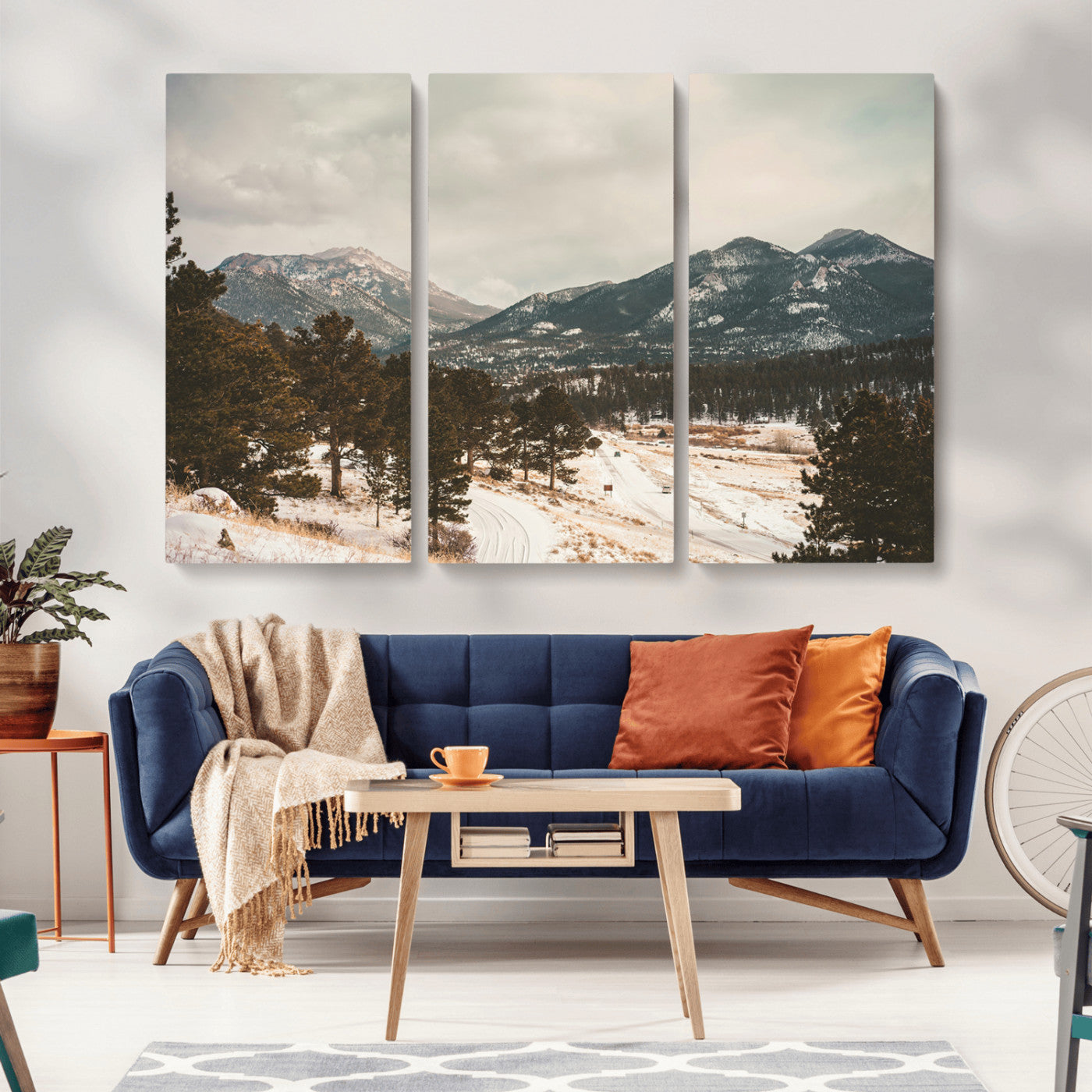 77311749-MGV-CV-36X24-Mountain Landscape Wall Art Canvas Print, Framed Snowy Peaks Art Picture Print, Alpine Aesthetic Perfect Rustic Winter Decor