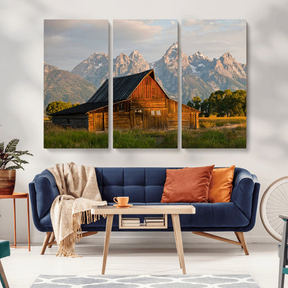 31771014-MGV-CV-36X24-Rustic Barn Wall Art Canvas Print, Framed Western Landscape Art Picture Print, Farmhouse Style Perfect Rustic Farmhouse Decor