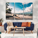 95301406-MGV-CV-36X24-Tropical Beach Wall Art Canvas Print, Framed Ocean Waves Art Picture Print, Relazxing Seascape Perfect Tropical Coastal Decor