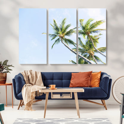 54719115-MGV-CV-36X24-Palm Trees Wall Art Canvas Print, Framed Tropical Aesthetic Art Picture Print, Coastal Serenity Perfect Tropical Minimalist Decor