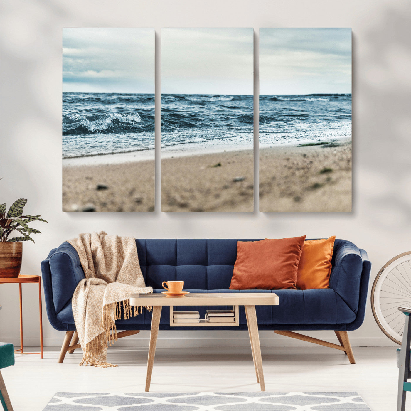 81812590-MGV-CV-36X24-Ocean Wall Art Wall Art Canvas Print, Framed Coastal Canvas Art Picture Print, Moody Seascape Perfect Coastal Minimalist Decor