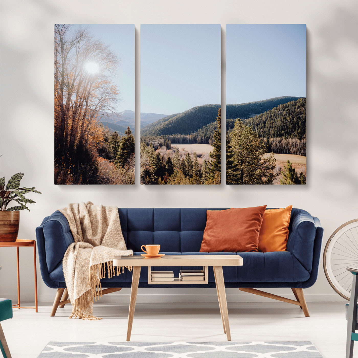 52941305-MGV-CV-36X24-Rustic Landscape Wall Art Canvas Print, Framed Serene Valley Art Picture Print, Pine Tree Horizon Perfect Rustic Cabin Decor