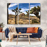 25722592-MGV-CV-36X24-Joshua Tree Desert Wall Art Canvas Print, Framed Southwestern Nature Art Picture Print, Rustic Earth Tones Perfect Southwestern