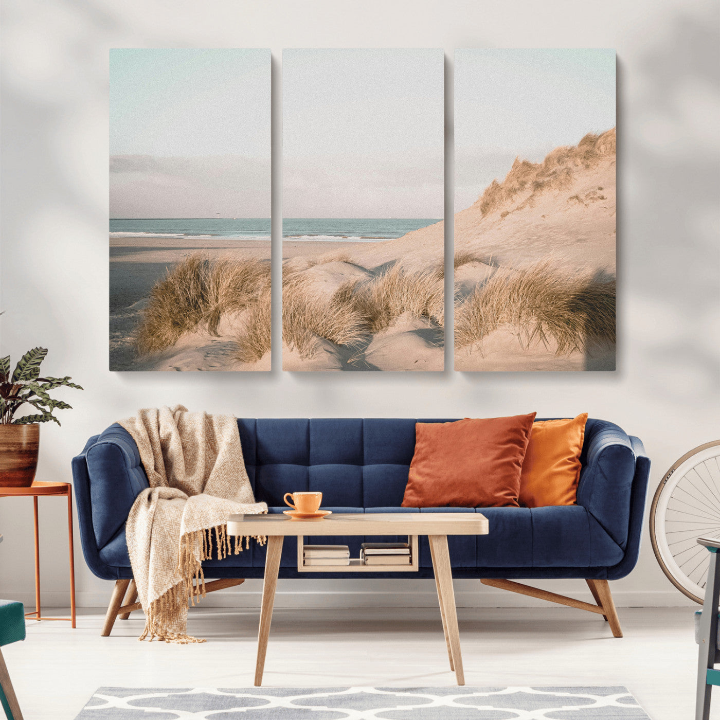 28064037-MGV-CV-36X24-Minimalist Seascape Wall Art Canvas Print, Framed Neutral Beach Print Art Picture Print, Sand Dune Photography Perfect