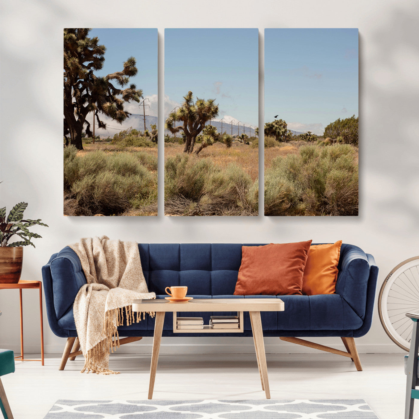 16114018-MGV-CV-36X24-Joshua Tree Wall Art Canvas Print, Framed Desert Landscape Art Picture Print, Mountain Horizon Perfect Southwestern Boho Decor