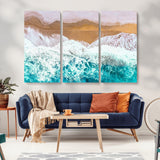 26870666-MGV-CV-36X24-Aerial Beach Wall Art Canvas Print, Framed Ocean Waves Art Picture Print, Coastal Landscape Perfect Coastal Minimalist Decor