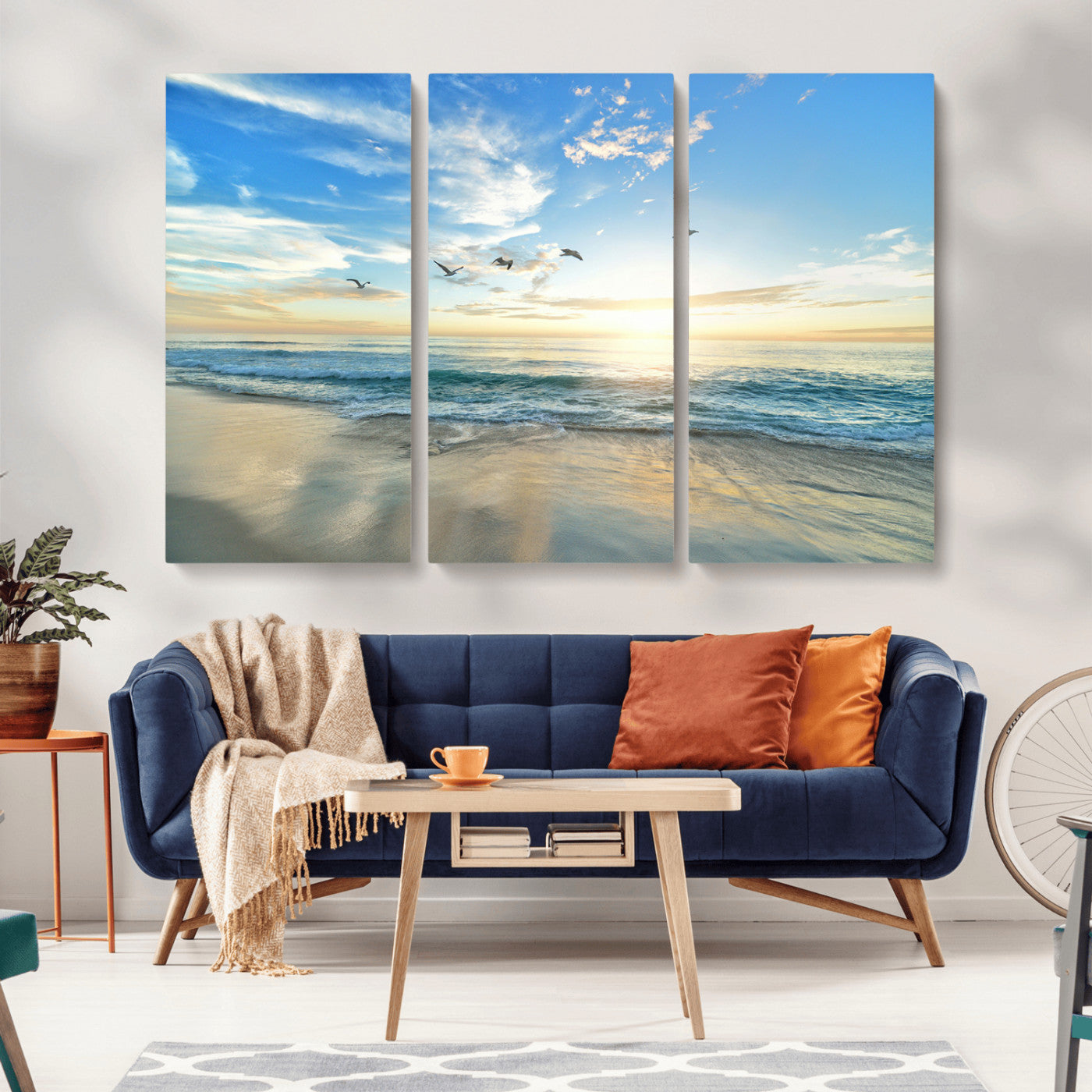 20708696-MGV-CV-36X24-Minimalist Seaside Wall Art Canvas Print, Framed Morning Glow Art Picture Print, Golden Reflections Perfect Coastal Minimalist