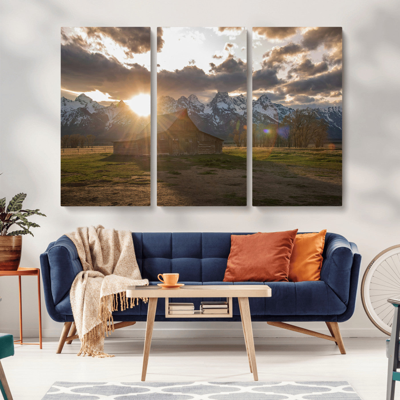 52555760-MGV-CV-36X24-Snowy Peaks Wall Art Canvas Print, Framed Nature Escape Art Picture Print, Rustic Charm Perfect Rustic Western Decor Artwork