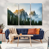 21145440-MGV-CV-36X24-Wilderness Wall Art Wall Art Canvas Print, Framed Nature Landscape Decor Art Picture Print, Misty Forest Photography Perfect
