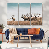 81594705-MGV-CV-36X24-Elk Herd Wall Art Canvas Print, Framed Wildlife Photography Art Picture Print, Rustic Nature Print Perfect Rustic Wildlife Decor
