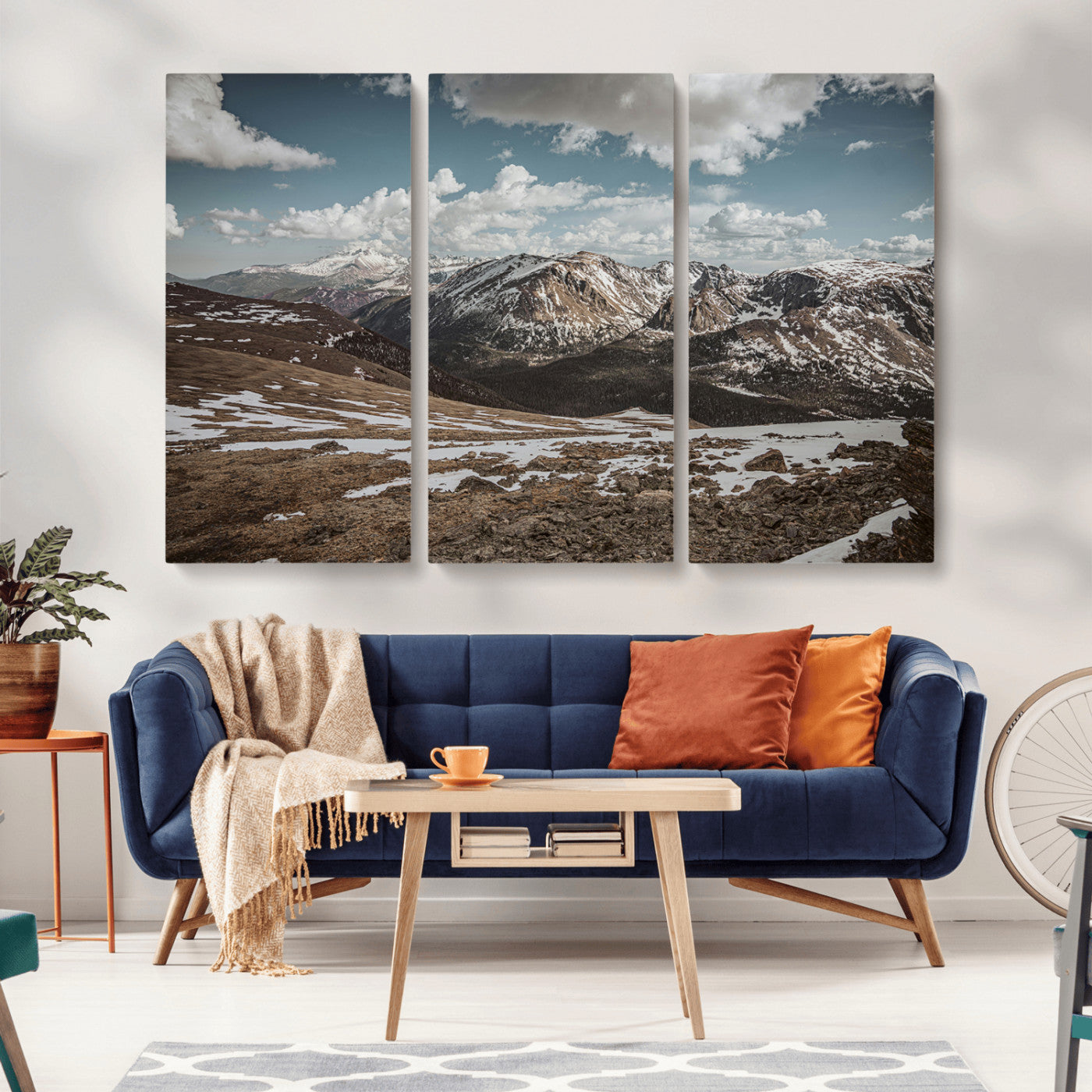 44565953-MGV-CV-36X24-Mountain Landscape Wall Art Canvas Print, Framed Snowy Peaks Art Picture Print, Rugged Highlands Perfect Rustic Adventure Decor
