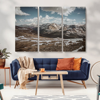 44565953-MGV-CV-36X24-Mountain Landscape Wall Art Canvas Print, Framed Snowy Peaks Art Picture Print, Rugged Highlands Perfect Rustic Adventure Decor