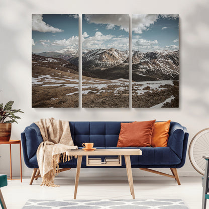 44565953-MGV-CV-36X24-Mountain Landscape Wall Art Canvas Print, Framed Snowy Peaks Art Picture Print, Rugged Highlands Perfect Rustic Adventure Decor
