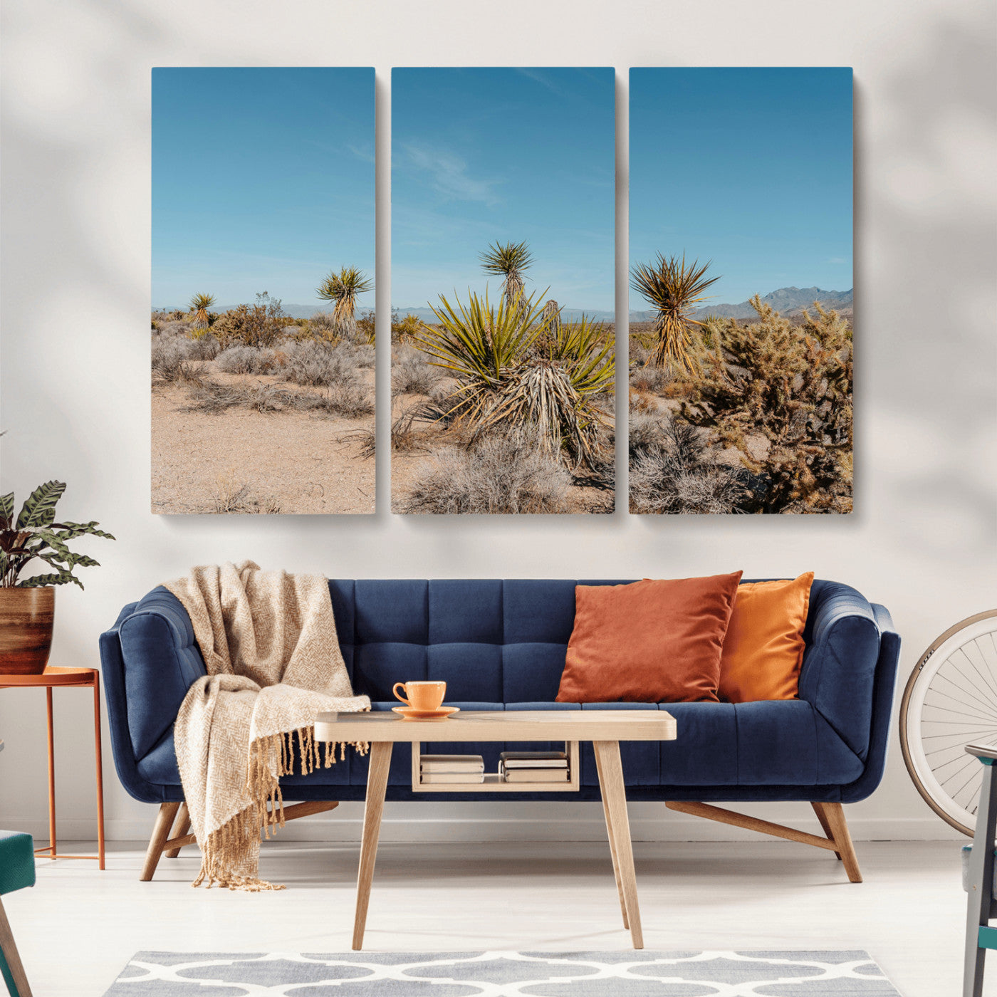 35156165-MGV-CV-36X24-Joshua Tree Wall Art Canvas Print, Framed Desert Landscape Art Picture Print, Warm Earth Tones Perfect Southwestern Minimalist