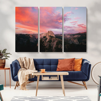 32786115-MGV-CV-36X24-Half Dome Wall Art Canvas Print, Framed Yosemite National Park Art Picture Print, Dramatic Sunset Perfect Adventurous Wilderness