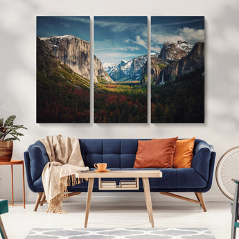 15244033-MGV-CV-36X24-Yosemite National Wall Art Canvas Print, Framed Mountain Landscape Art Picture Print, El Capitan Perfect Rustic Farmhouse Decor
