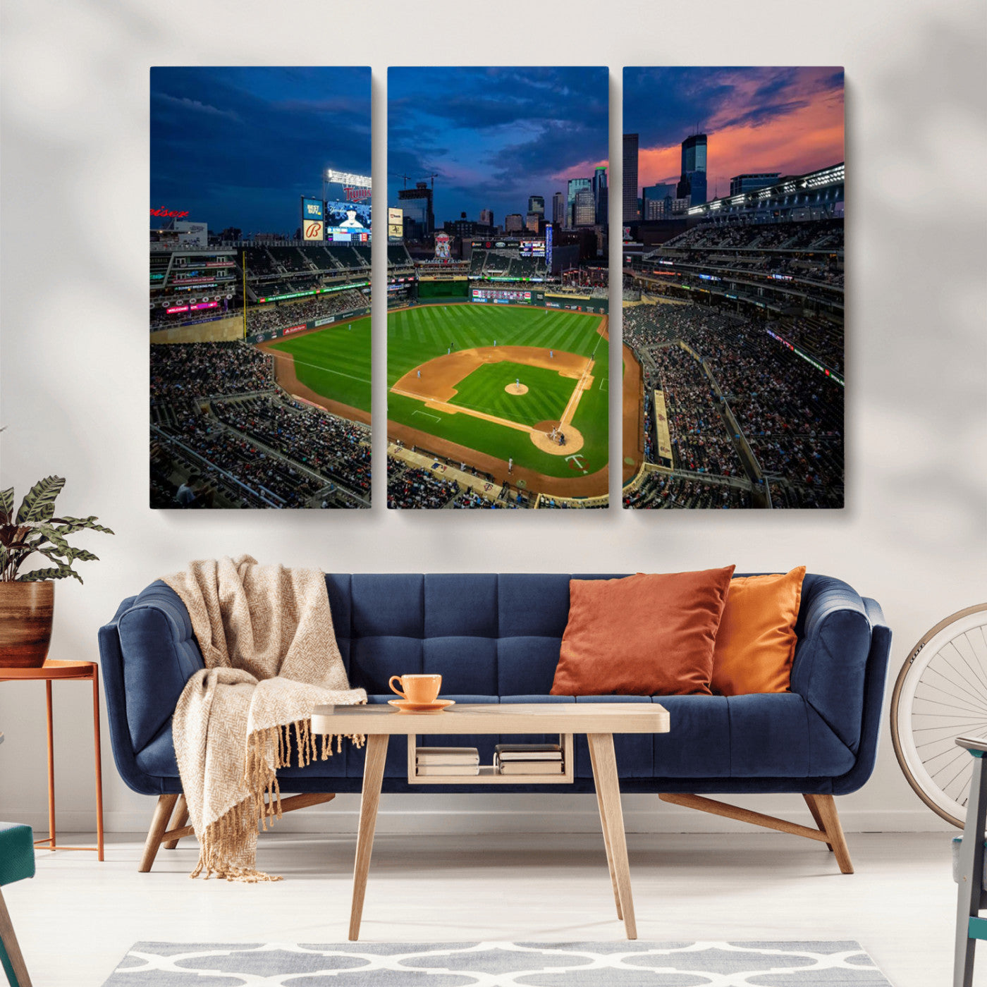 68222753-MGV-CV-36X24-Baseball Stadium Wall Art – Panoramic Night Game Canvas Print, Sports Decor for Man Cave, Office, Bar, or Living Room