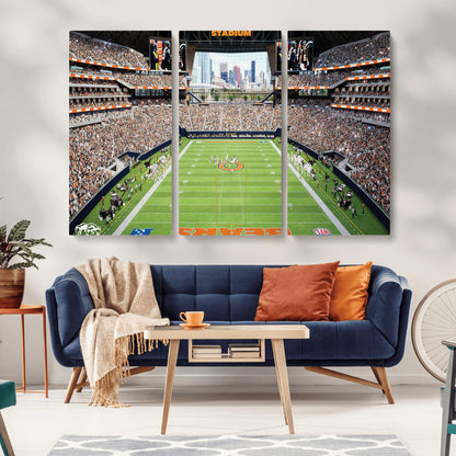 76935553-MGV-CV-36X24-Football Stadium Wall Art – Panoramic Game Day Canvas Print, Sports Decor for Man Cave, Office, Bar, or Living Room