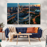 36690345-MGV-CV-36X24-Soldier Field Wall Art – Chicago Bears Stadium Aerial Night Canvas Print, City Skyline Football Decor for Living Room, Office, or