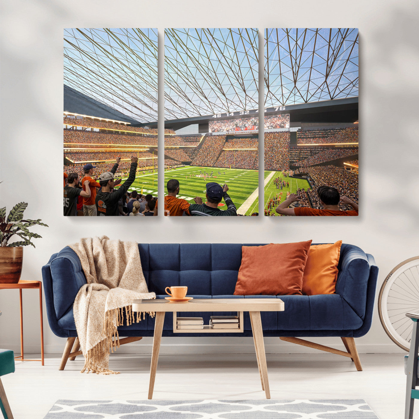 81960112-MGV-CV-36X24-Futuristic Football Stadium Wall Art – Modern Dome Arena Canvas Print, Chicago Bears Concept Design Sports Decor for Man Cave or