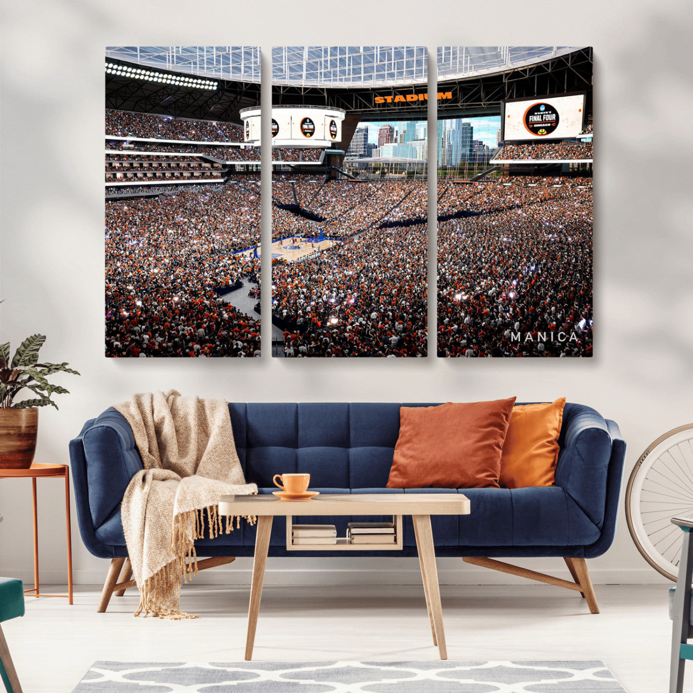 38616413-MGV-CV-36X24-Chicago Dome Stadium Wall Art – Futuristic Basketball Final Four Arena Canvas Print, Modern Sports Fan Decor for Man Cave or
