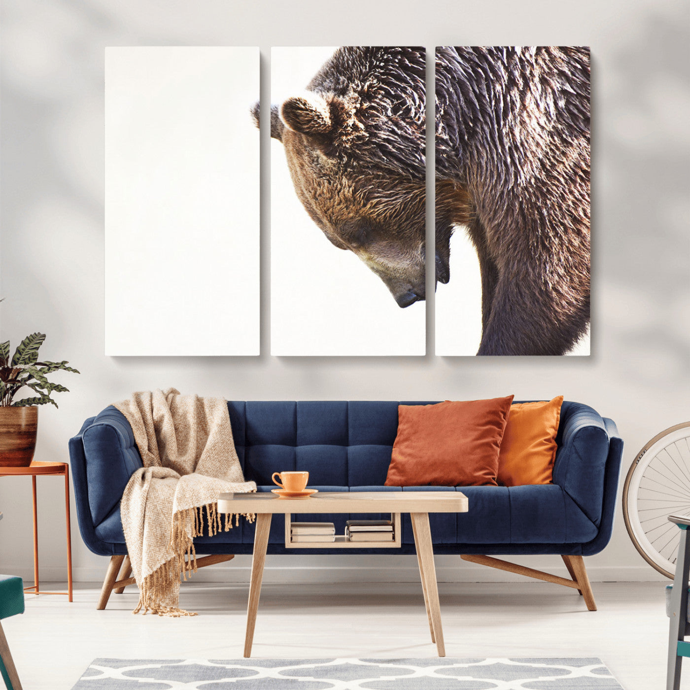 14405507-MGV-CV-36X24-Grizzly Bear Canvas Wall Art – Framed Wildlife Nature Decor, Large Brown Bear Profile Canvas Print for Living Room, Office, or