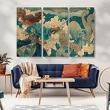 37943964-MGV-CV-36X24-Tsukioka Yoshitoshi Samurai Wall Art Print, Japanese Katana Warrior Canvas Wall Art, Octopus Sea Monster Canvas Print,