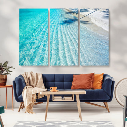 68127042-MGV-CV-36X24-Beach Wall Art – Tropical Ocean Canvas Print, Clear Water and White Sand Photography Decor for Bedroom, Living Room, Office,