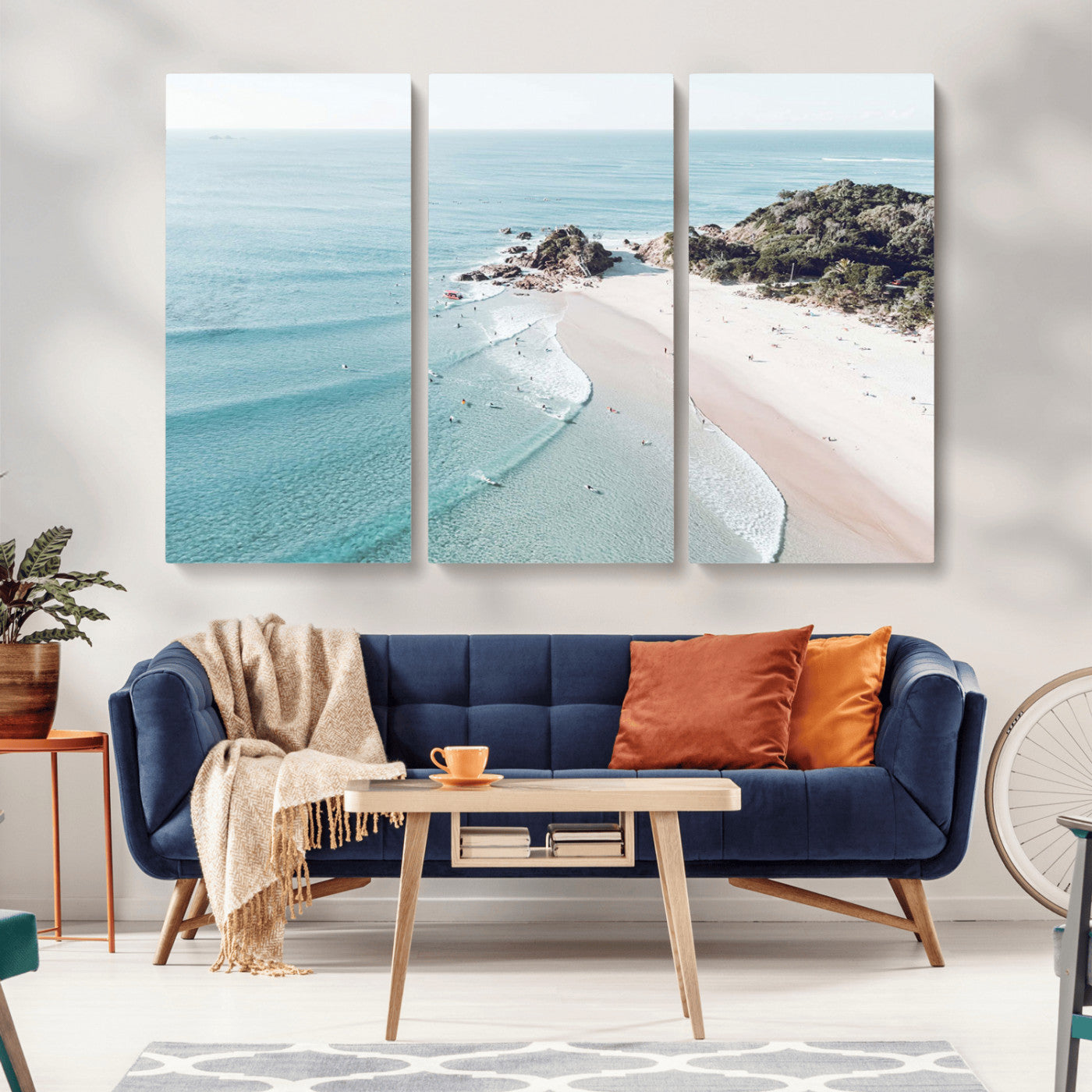 79395467-MGV-CV-36X24-Coastal Wall Art – Aerial Beach Canvas Print, Ocean Waves and Sandy Shore Photography Decor for Bedroom, Living Room, Office,