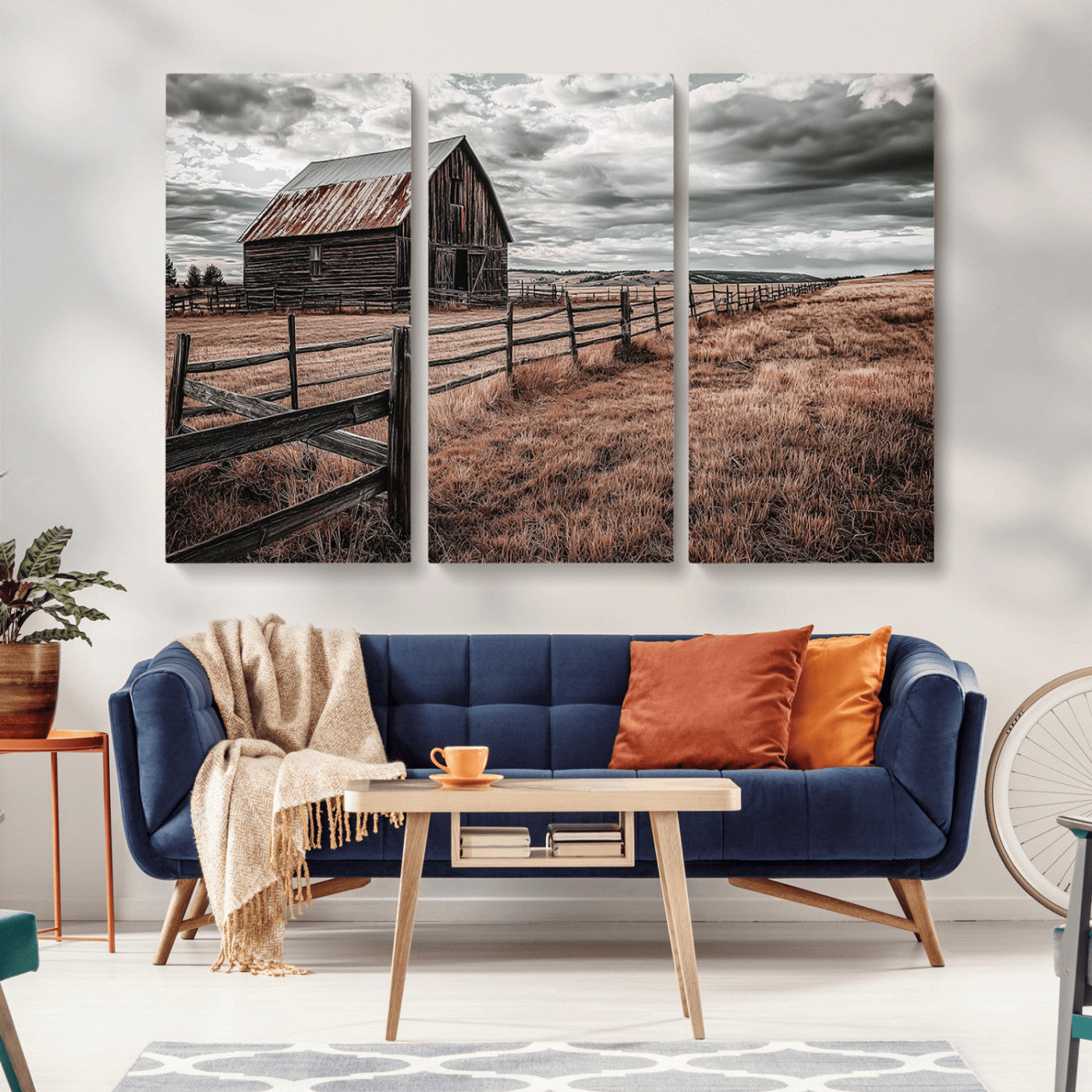 70676381-MGV-CV-36X24-Rustic Barn Wall Art – Weathered Farmhouse Canvas Print, Country Landscape Photography Decor for Bedroom, Living Room, Office,