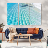 17528159-MGV-CV-36X24-Tropical Ocean Wall Art – Turquoise Water Canvas Print, Crystal Clear Beach Waves Photography Coastal Decor for Living Room,