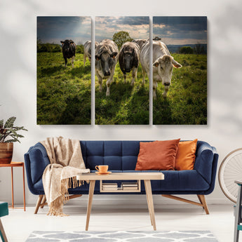 67277447-MGV-CV-36X24-Farmhouse Wall Art – Herd of Cows Canvas Print, Rustic Country Pasture Photography Decor for Bedroom, Living Room, Office, Ranch,