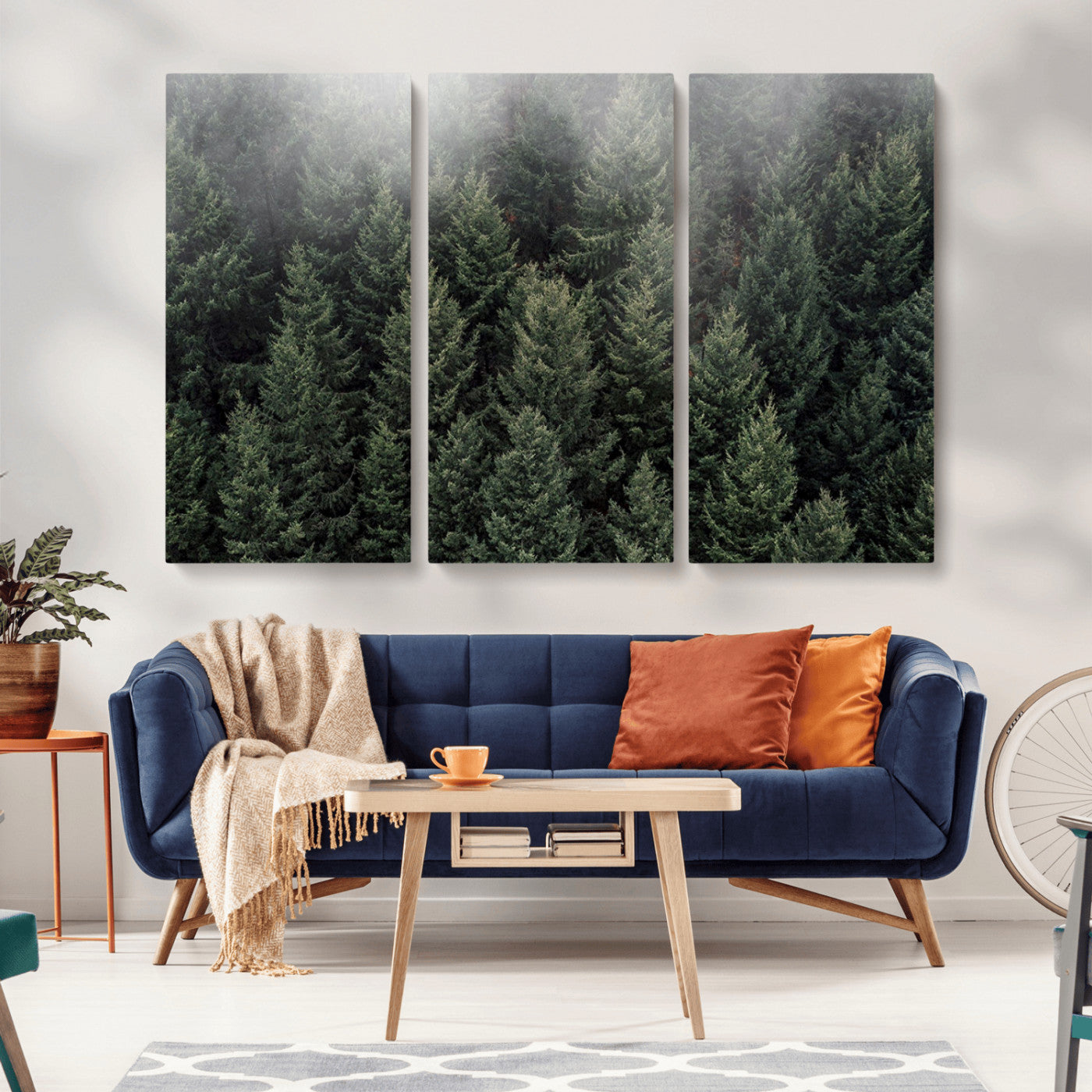 84059409-MGV-CV-36X24-Forest Wall Art – Misty Evergreen Trees Canvas Print, Tranquil Nature Photography Decor for Bedroom, Living Room, Office, Cabin or