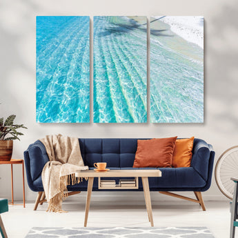 46233906-MGV-CV-36X24-Coastal Wall Art – Turquoise Ocean Waves and White Sand Canvas Print, Tropical Beach Photography Decor for Bedroom, Living Room,