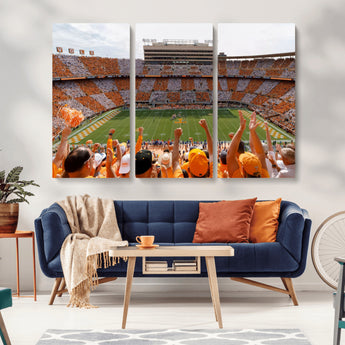 76011417-MGV-CV-36X24-Tennessee Volunteers Wall Art – Neyland Stadium Checkerboard Crowd Canvas Print, Vols Football Game Day Fan Perspective Sports