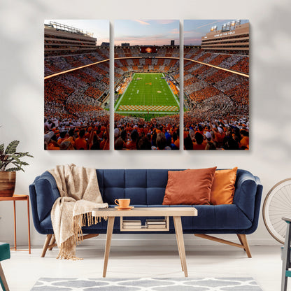 37160229-MGV-CV-36X24-Tennessee Volunteers Wall Art – Neyland Stadium Sunset Checkerboard Game Canvas Print, Vols Football Panorama Sports Decor