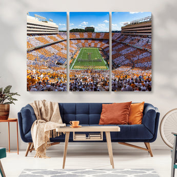 77097951-MGV-CV-36X24-Neyland Stadium Wall Art – Panoramic Tennessee Volunteers Checkerboard Crowd Canvas Print, Football Game Day Decor for Office, Man