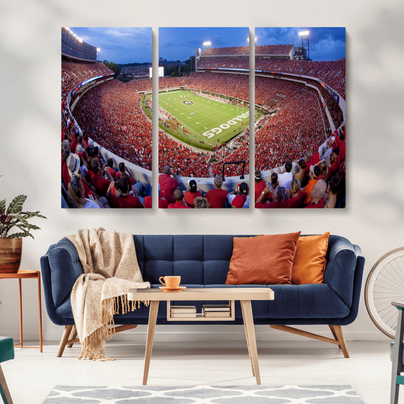10244378-MGV-CV-36X24-Sanford Stadium Wall Art – Panoramic Georgia Bulldogs Day Game Football Canvas Print, Game Day Crowd Sports Decor for Office, Man
