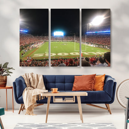 16230786-MGV-CV-36X24-Georgia Bulldogs Stadium Wall Art – Night Game Football Field Canvas Print, Panoramic Sports Decor for Home, Office, Fan Cave