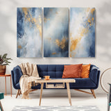 41836-MGV-CV-36X24-Abstract Gold Wall Art Canvas Print, Framed Blue Layers Art Picture Print, Elegant Cloud Perfect Elegant Minimalist Decor Artwork
