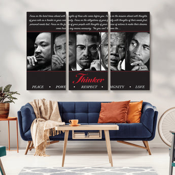 45112-MGV-CV-36X24-Black Icons Wall Art Canvas Print, Framed Thinker Art Picture Print, Motivational Quote Perfect Cultural Modern Decor Artwork