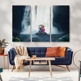 32259-MGV-CV-36X24-Stitch Angel Wall Art Canvas Print, Framed Stitch Waterfall Art Picture Print, Cartoon Couple Perfect Moody Fantasy Decor Artwork
