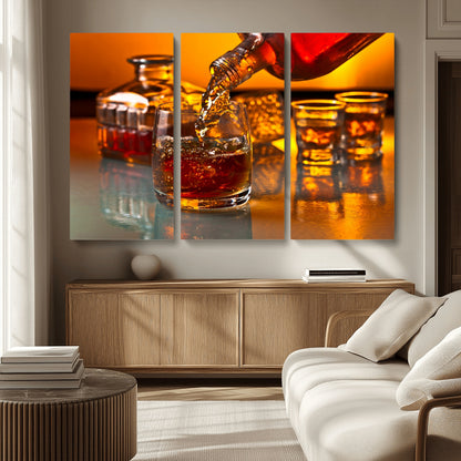 18250-MGV-CV-36X24-Whiskey Pour Wall Art – Captivating Whiskey Splash Canvas Print, Elegant Bar or Home Lounge Decor for Office, Man Cave or Living