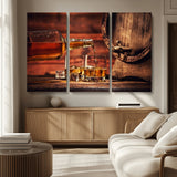 52458-MGV-CV-36X24-Whiskey Pour Wall Art – Elegant Whiskey Bottle Pouring into Glasses Canvas Print, Refined Bar or Lounge Decor for Home, Office, or