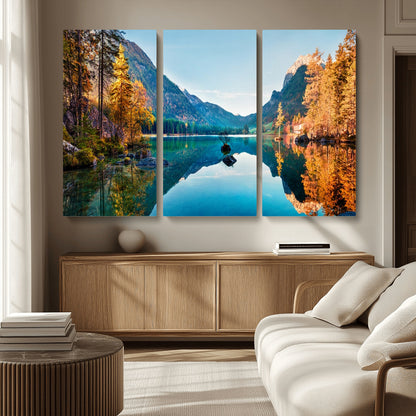 32962-MGV-CV-36X24-Mountain Lake Wall Art – Tranquil Autumn Landscape Canvas Print, Nature Reflection Decor for Living Room, Bedroom, Office or Cabin